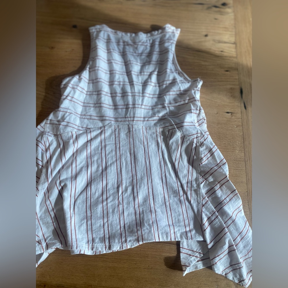 Maeve Anthropologie Sleeveless Striped Asymmetrical Hem Cream Burgundy Women’s S - Picture 6 of 6
